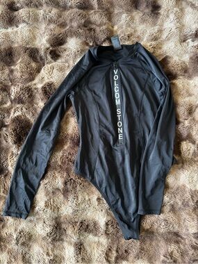 Volcom Women's Black Long-Sleeve Rash Guard Bodysuit